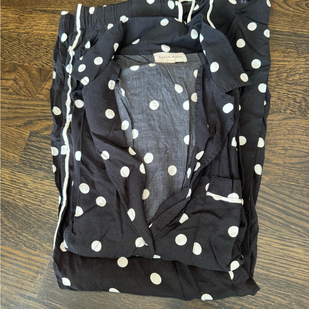 Bella Dahl Black and White Polka Dot Pajama Set